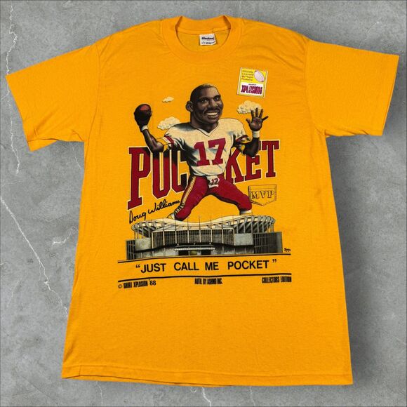 Vintage 80’s Doug Williams NFL Washington Redskins Graphic Tee Shirt NOS - Large - Picture 1 of 6